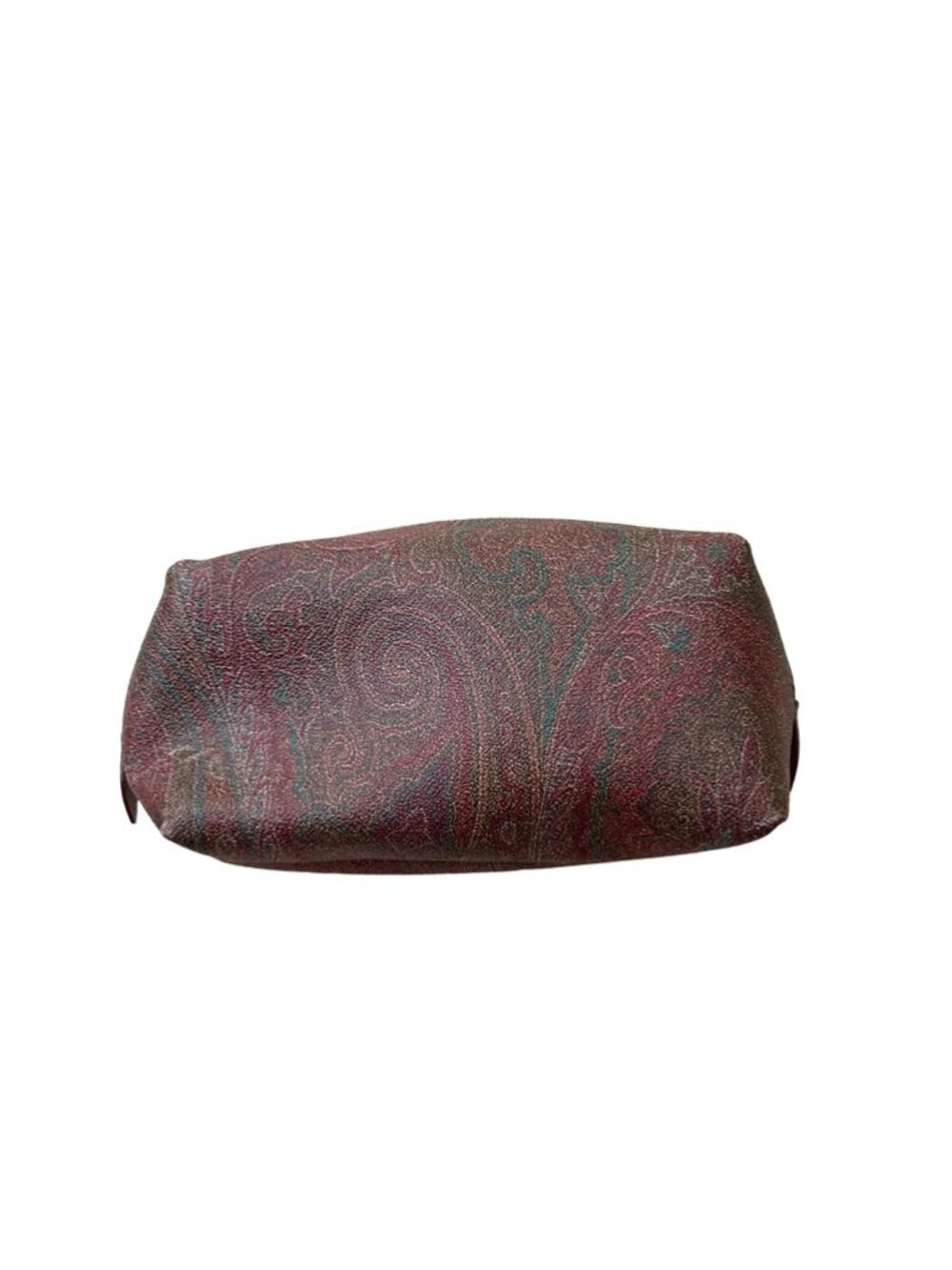 Etro Bordeaux paisley print leather pouch cosmetic case